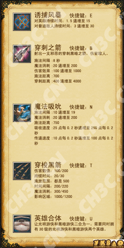 谁有澄海3C黑暗英雄详细技能资料?详细的,谢了!